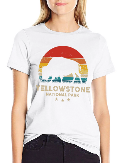 Yellowstone National Park Retro Bison T-Shirt