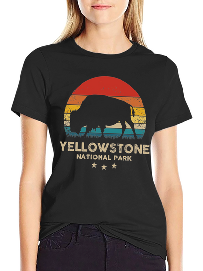 Yellowstone National Park Retro Bison T-Shirt
