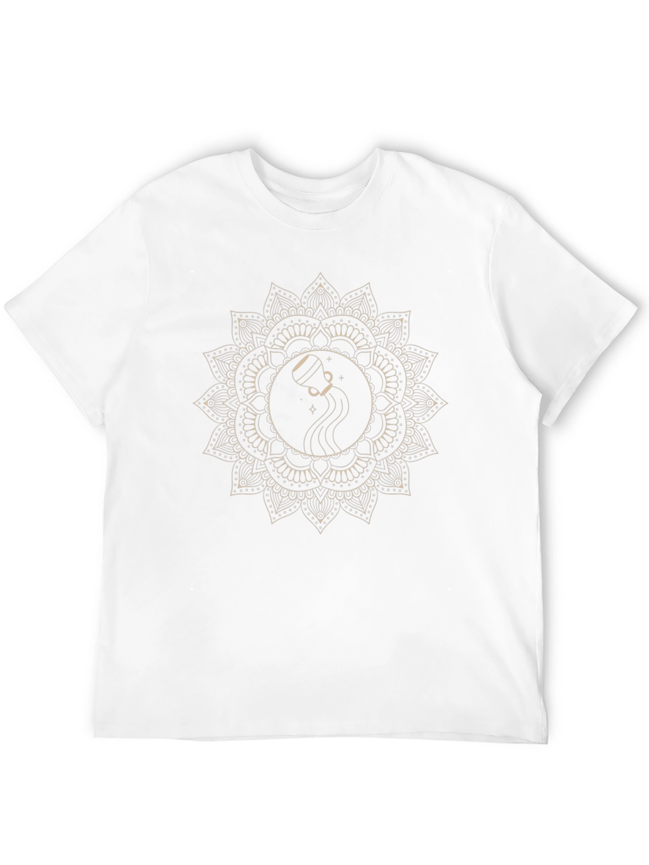 Aquarius Zodiac Mandala Graphic Tee - Black Cotton