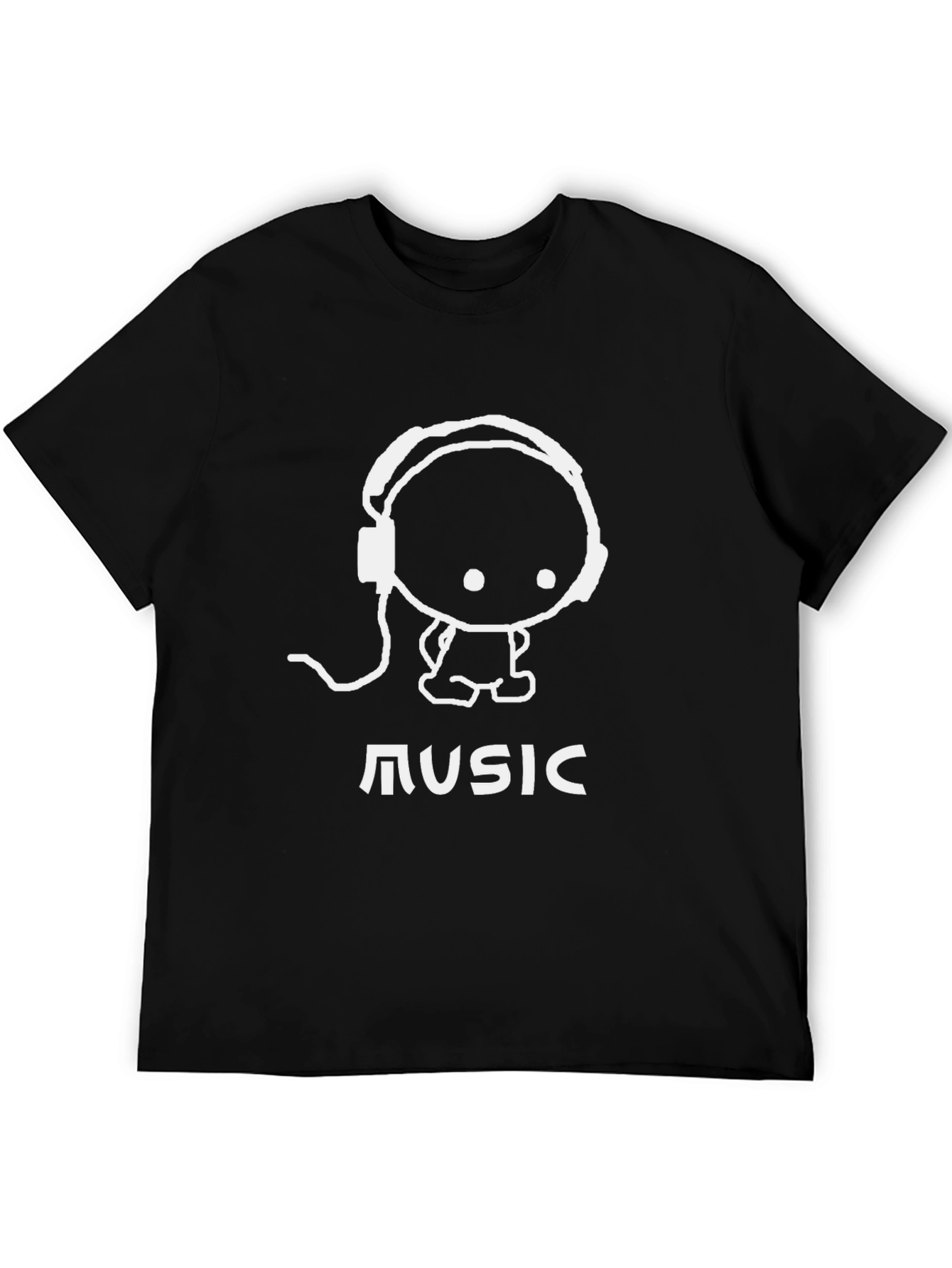 Music Lover Graphic Tee - Black Cotton Blend T-Shirt