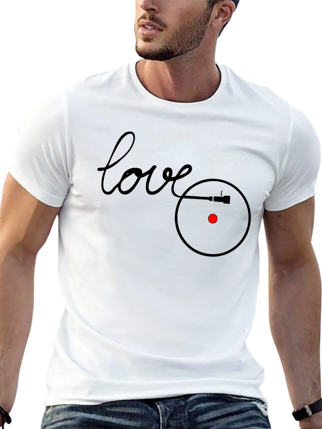 Love Vinyl Record Player Graphic T-Shirt