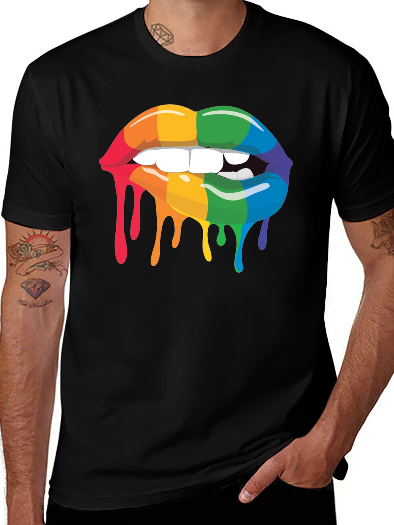 Rainbow Lips Drip Graphic Tee - Pride Apparel