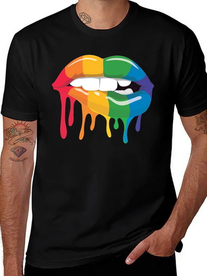 Rainbow Lips Drip Graphic Tee - Pride Apparel