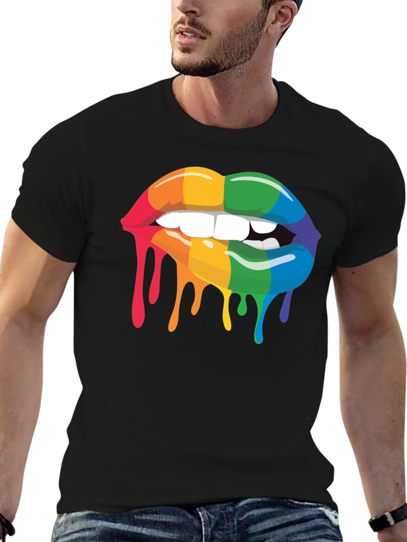 Rainbow Lips Drip Graphic Tee - Pride Apparel