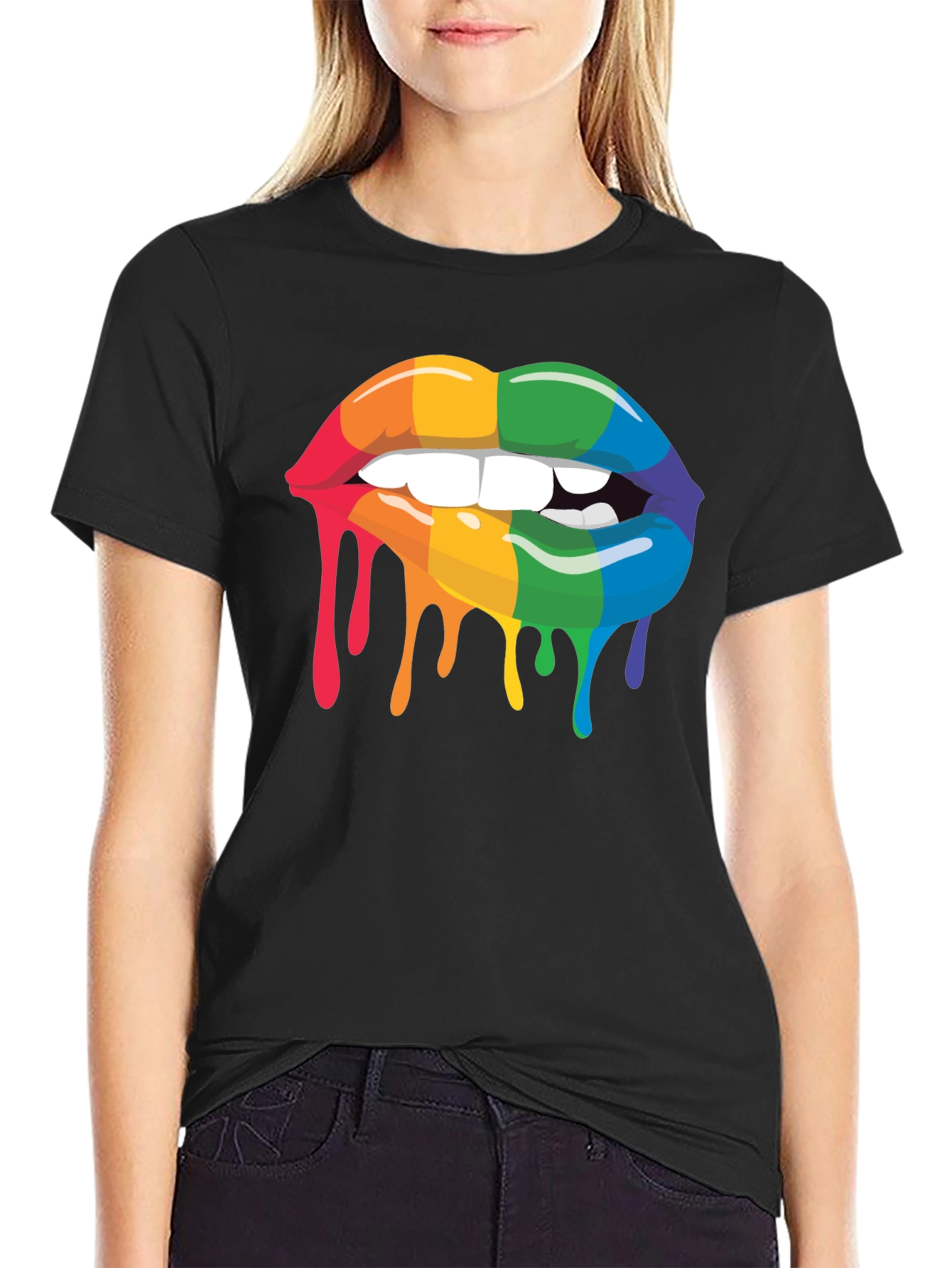 Rainbow Lips Drip Graphic Tee - Pride Apparel