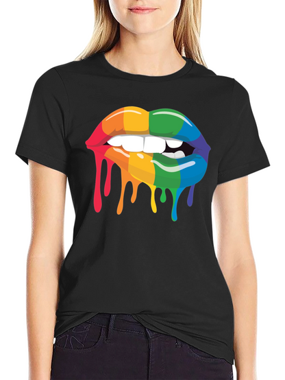Rainbow Lips Drip Graphic Tee - Pride Apparel