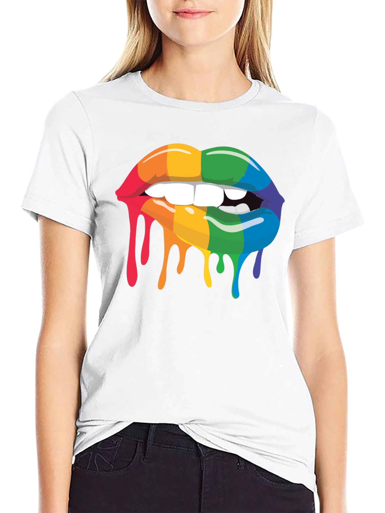Rainbow Lips Drip Graphic Tee - Pride Apparel