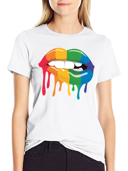 Rainbow Lips Drip Graphic Tee - Pride Apparel