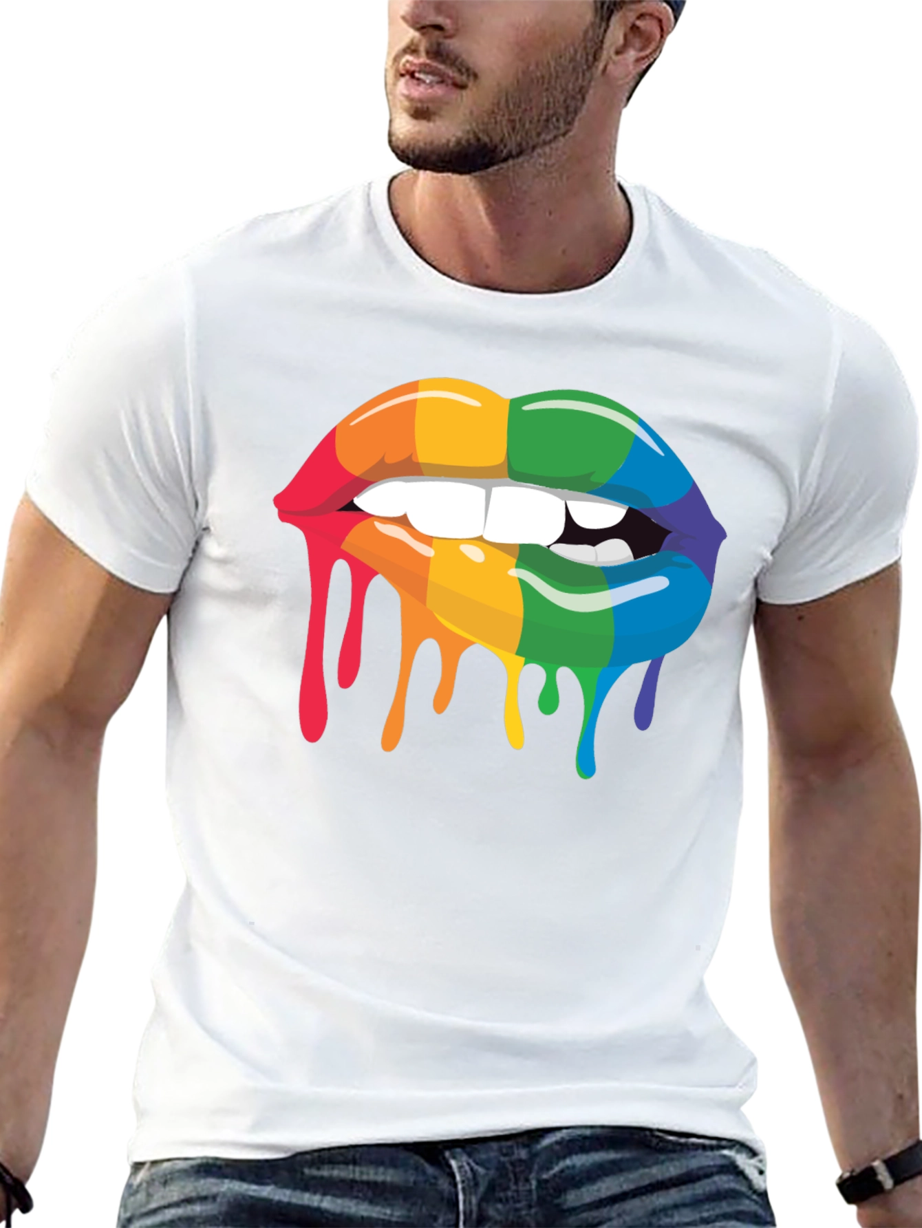 Rainbow Lips Drip Graphic Tee - Pride Apparel