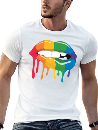 Rainbow Lips Drip Graphic Tee - Pride Apparel