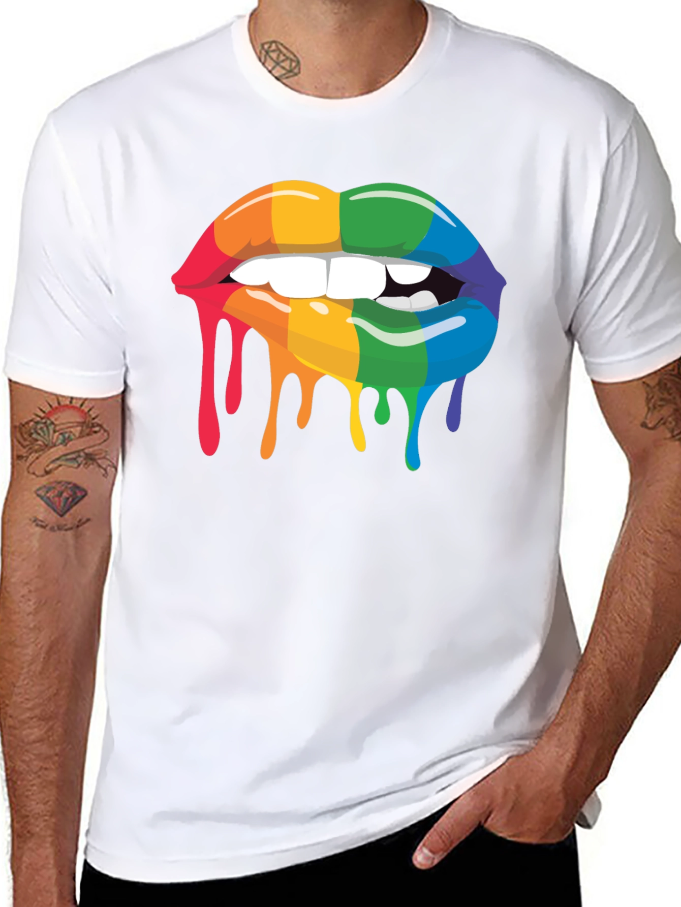 Rainbow Lips Drip Graphic Tee - Pride Apparel