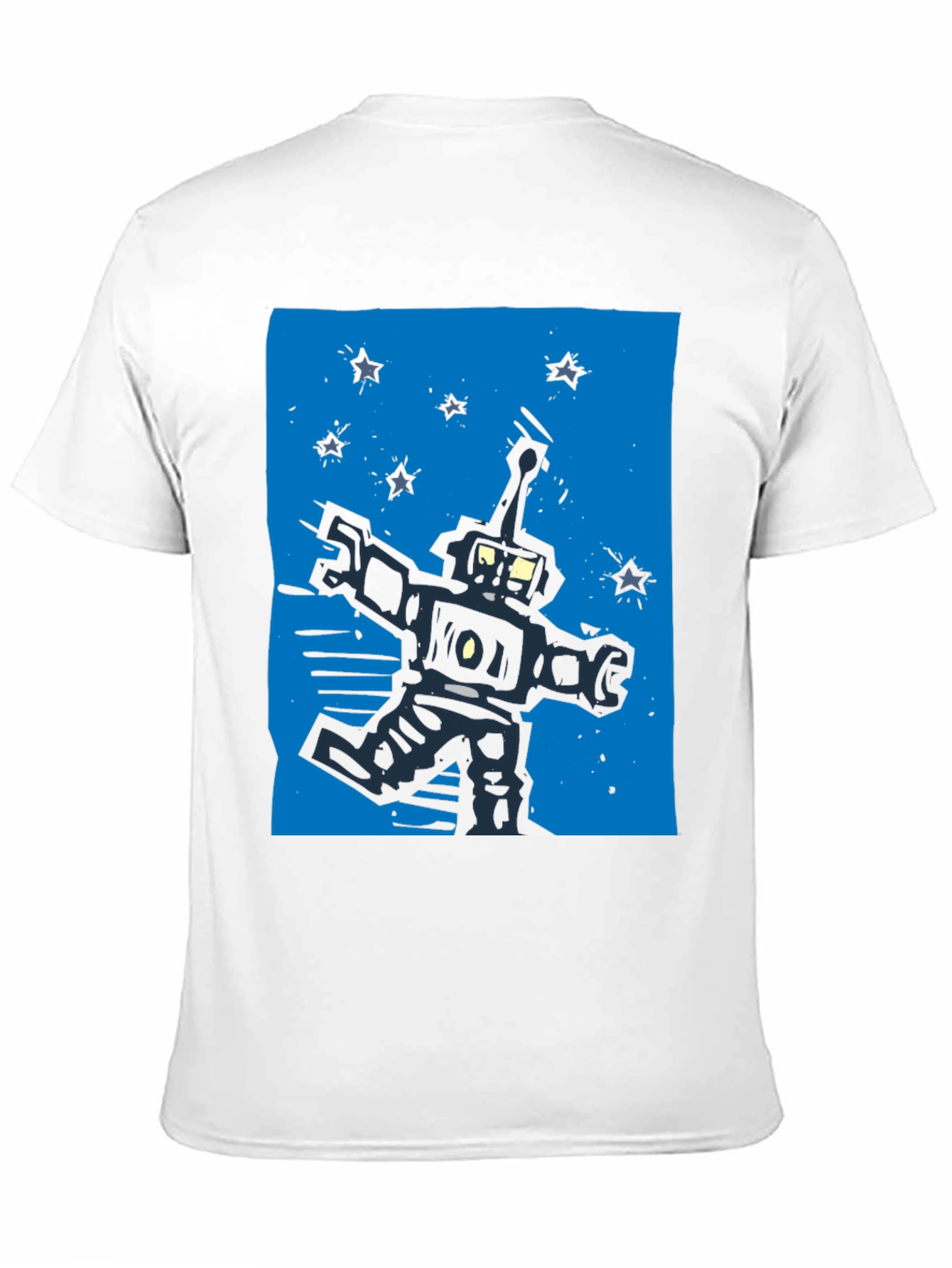 Retro Robot Graphic Tee - Black Cotton T-Shirt