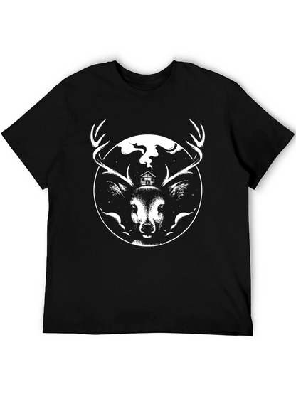 Deer Cabin Graphic Tee - Black