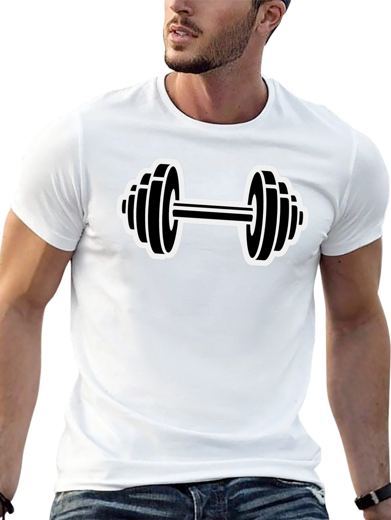 Black Dumbbell Graphic T-Shirt - Gym & Fitness Apparel