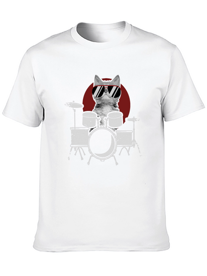 Cool Cat Drummer Graphic Tee - Rock On!