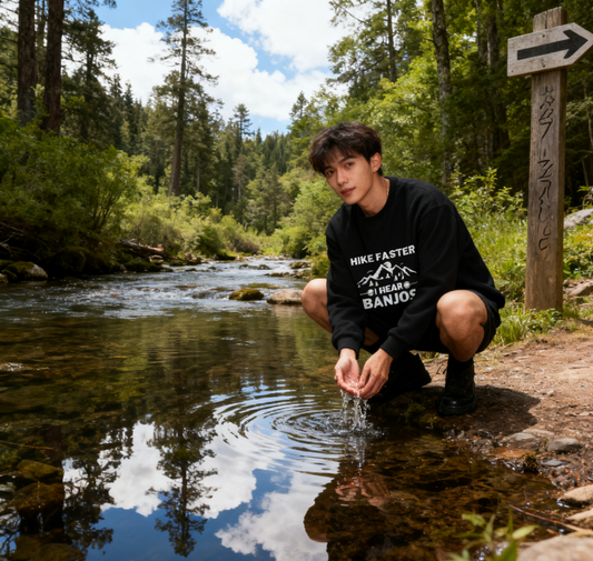 Unisex "Hike Faster I Hear Banjos" Outdoor Humor Sweatshirt