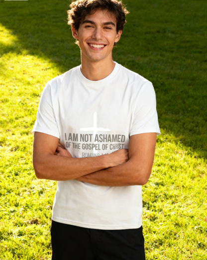 “I Am Not Ashamed of the Gospel” Christian T-Shirt - Romans 1:16 Faith Statement Tee for Men & Women