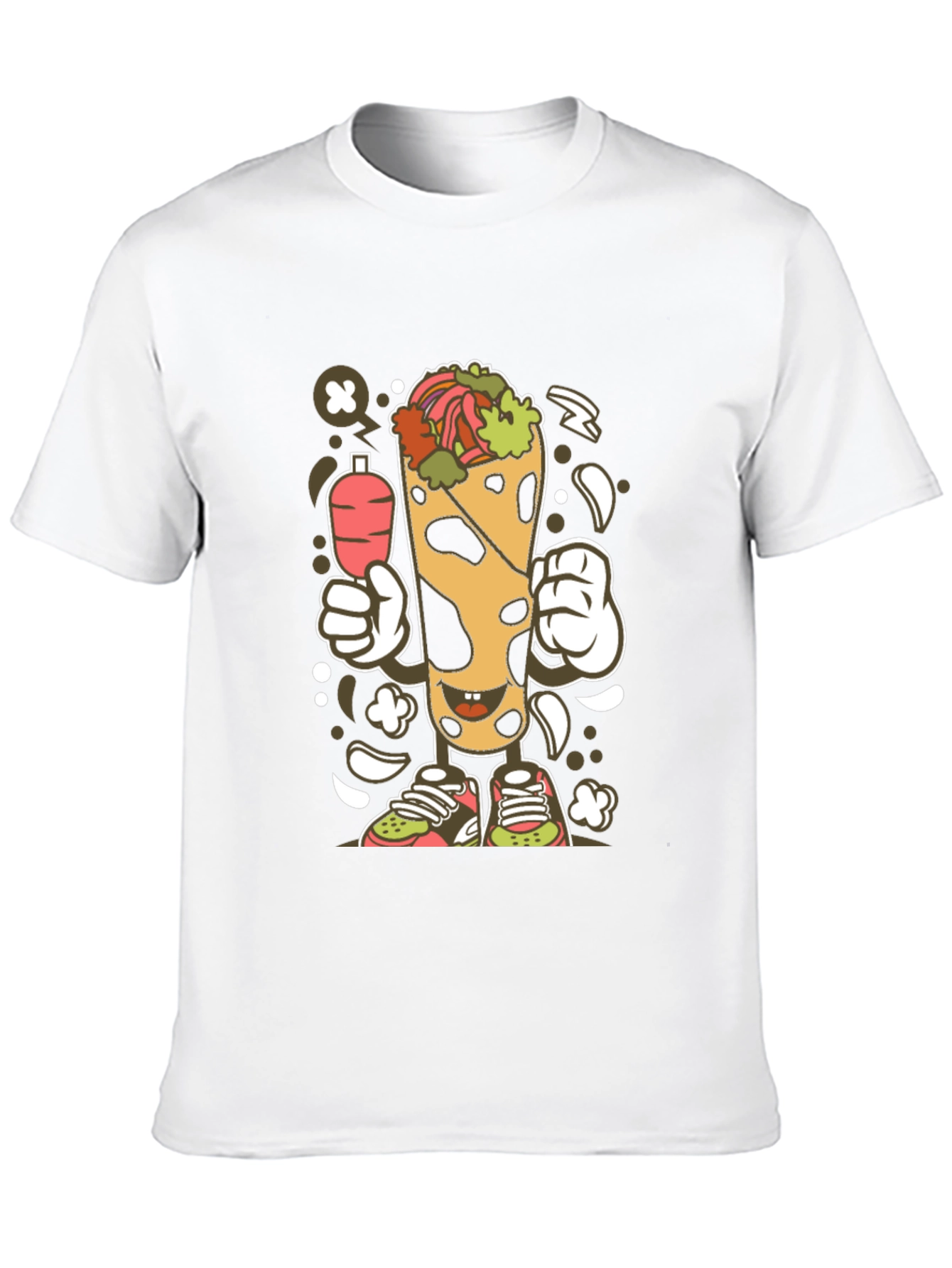 Funny Shawarma Cartoon Black T-Shirt