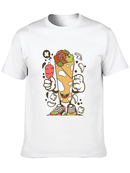 Funny Shawarma Cartoon Black T-Shirt