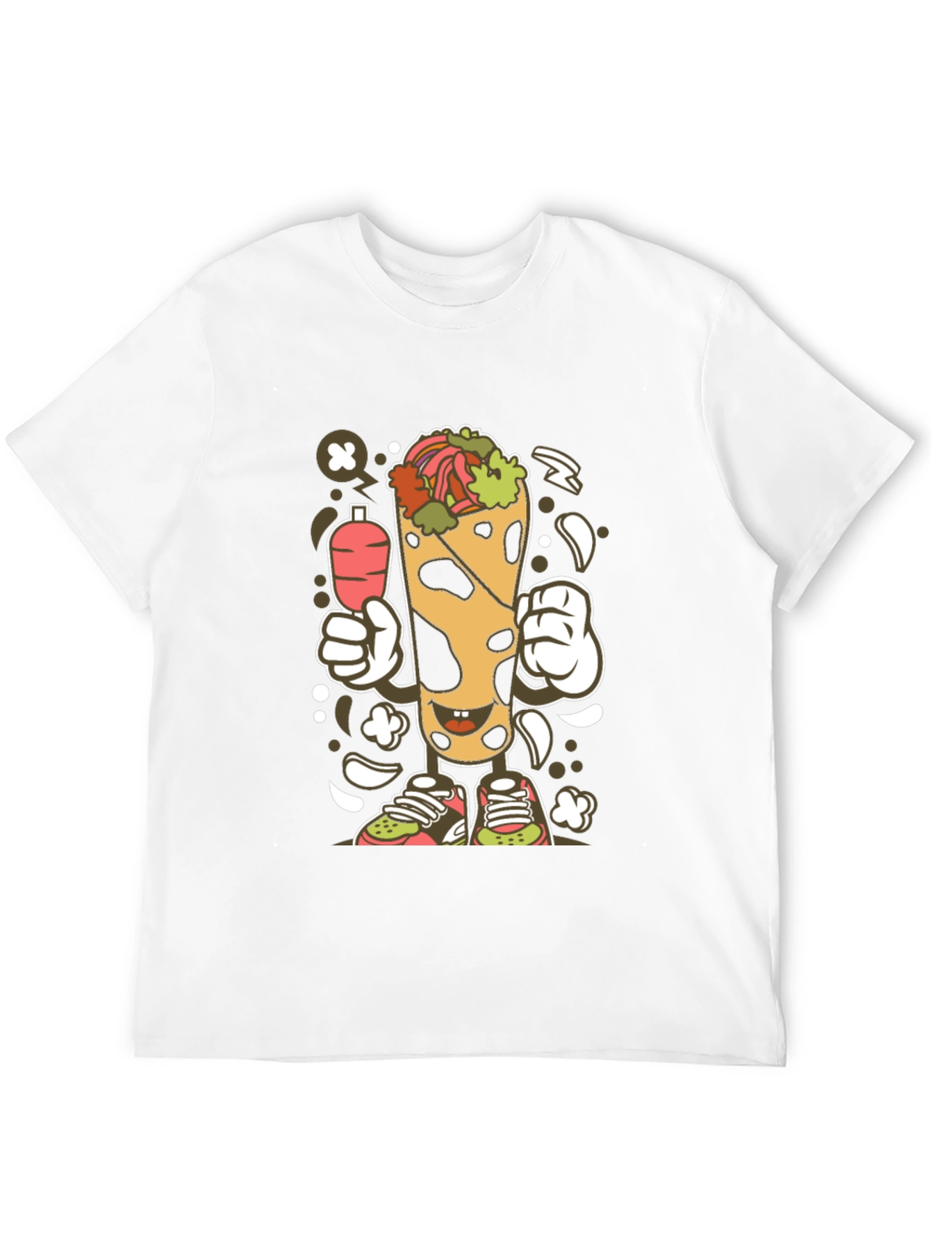 Funny Shawarma Cartoon Black T-Shirt