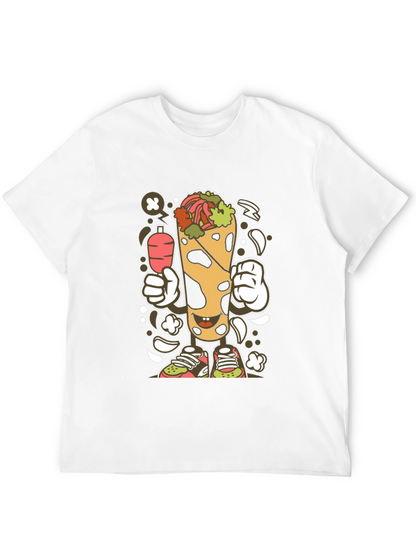 Funny Shawarma Cartoon Black T-Shirt