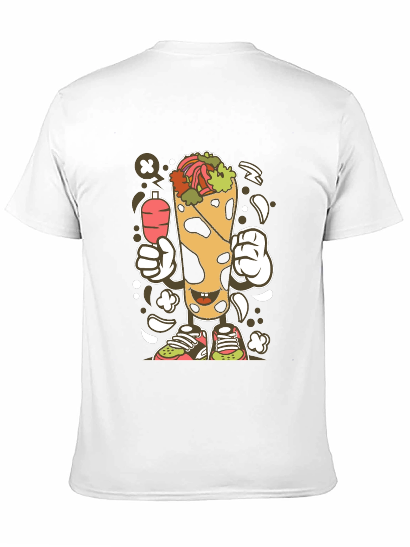Funny Shawarma Cartoon Black T-Shirt