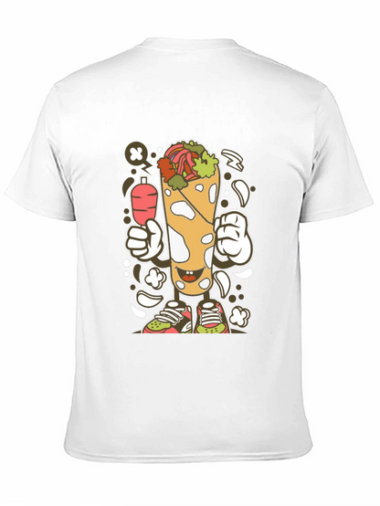 Funny Shawarma Cartoon Black T-Shirt