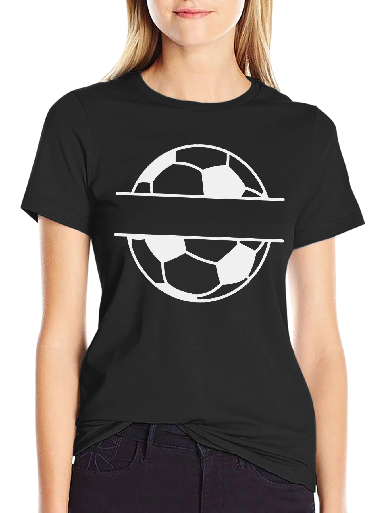 Soccer Ball Graphic Tee - Black Cotton
