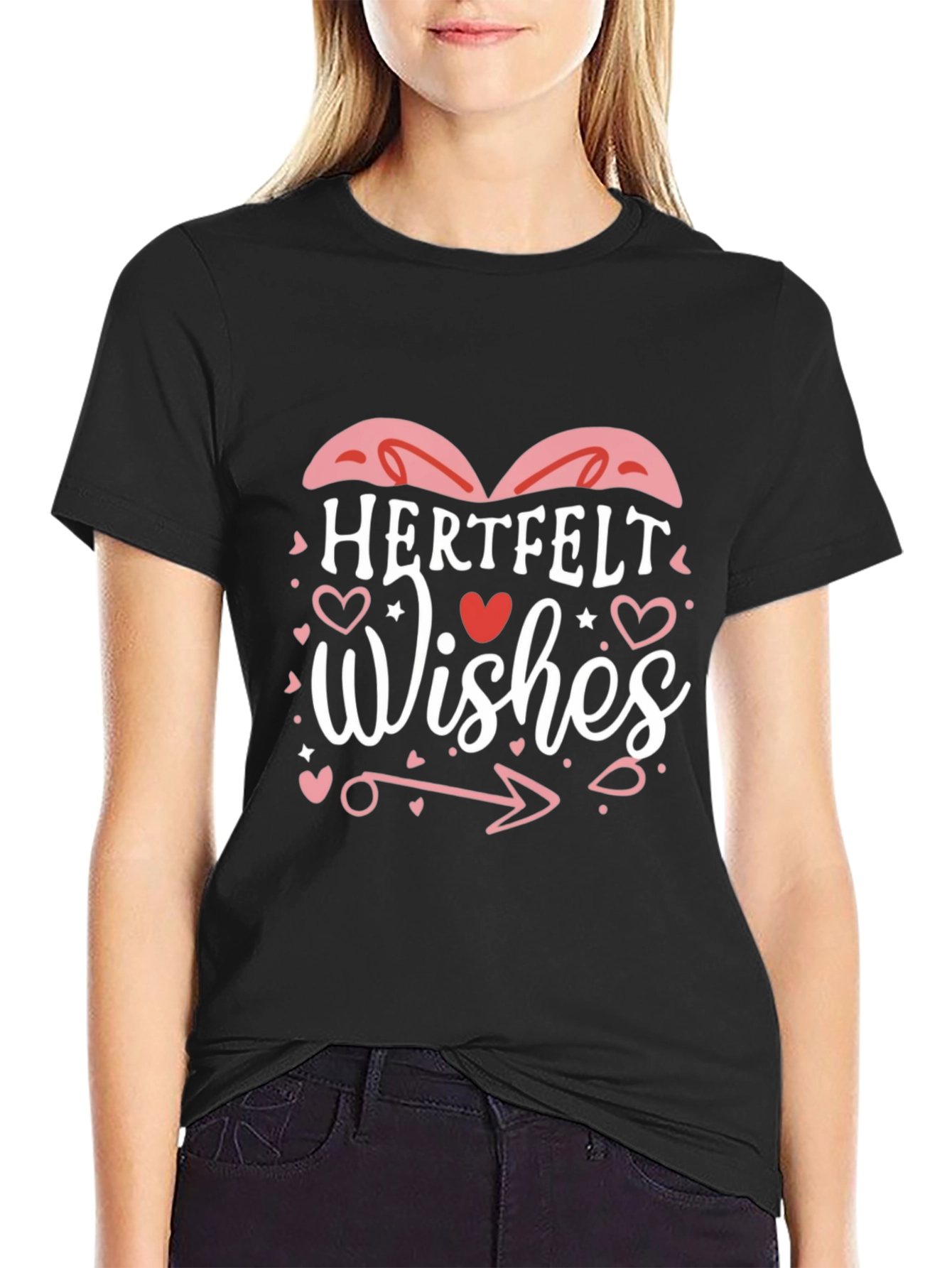 Heartfelt Wishes Graphic Tee - Black