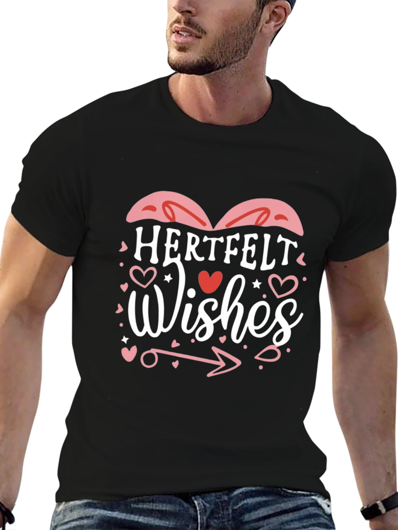 Heartfelt Wishes Graphic Tee - Black