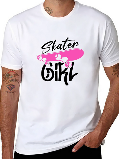 Skater Girl Graphic Tee - Black Cotton T-Shirt
