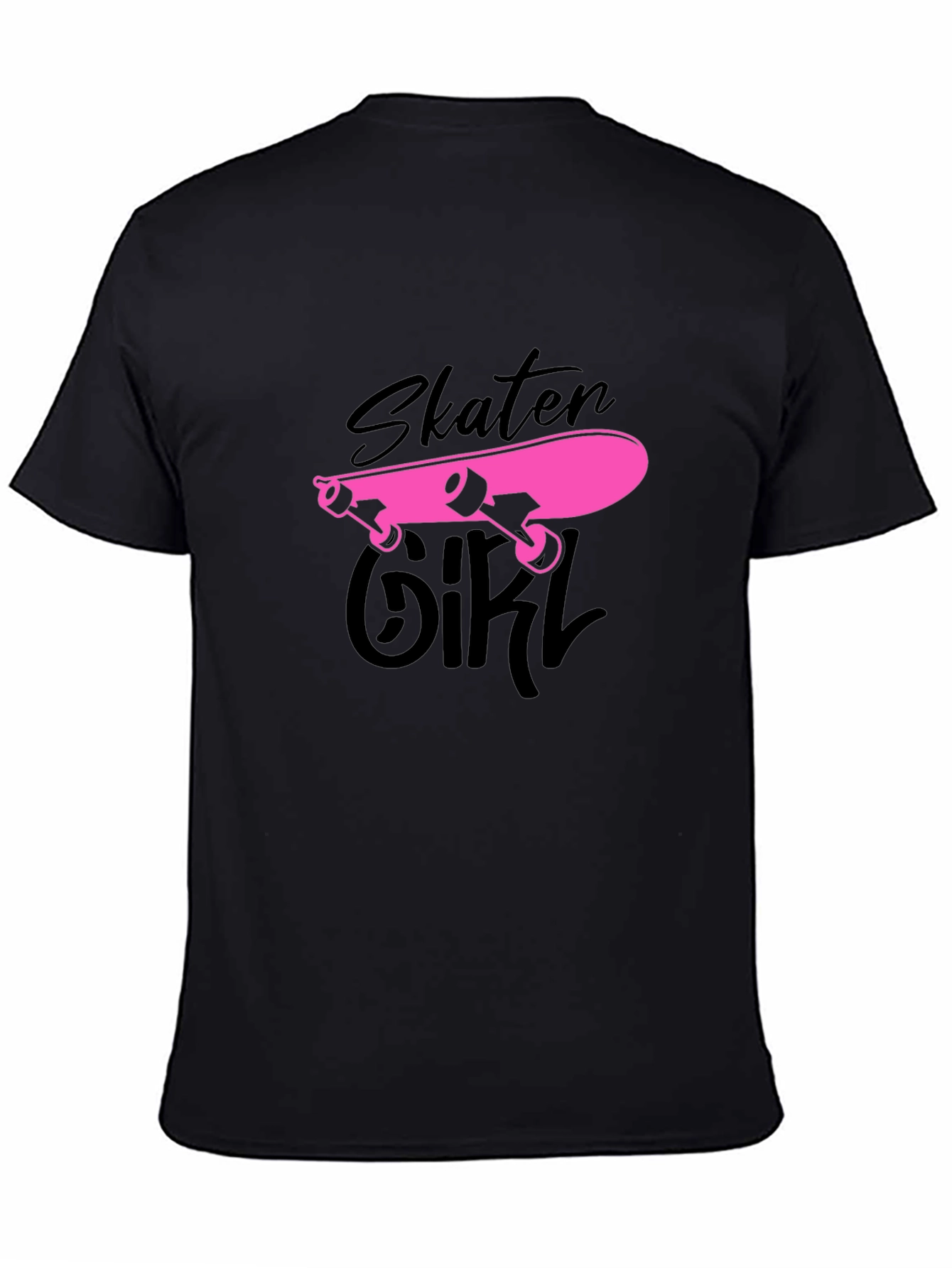 Skater Girl Graphic Tee - Black Cotton T-Shirt