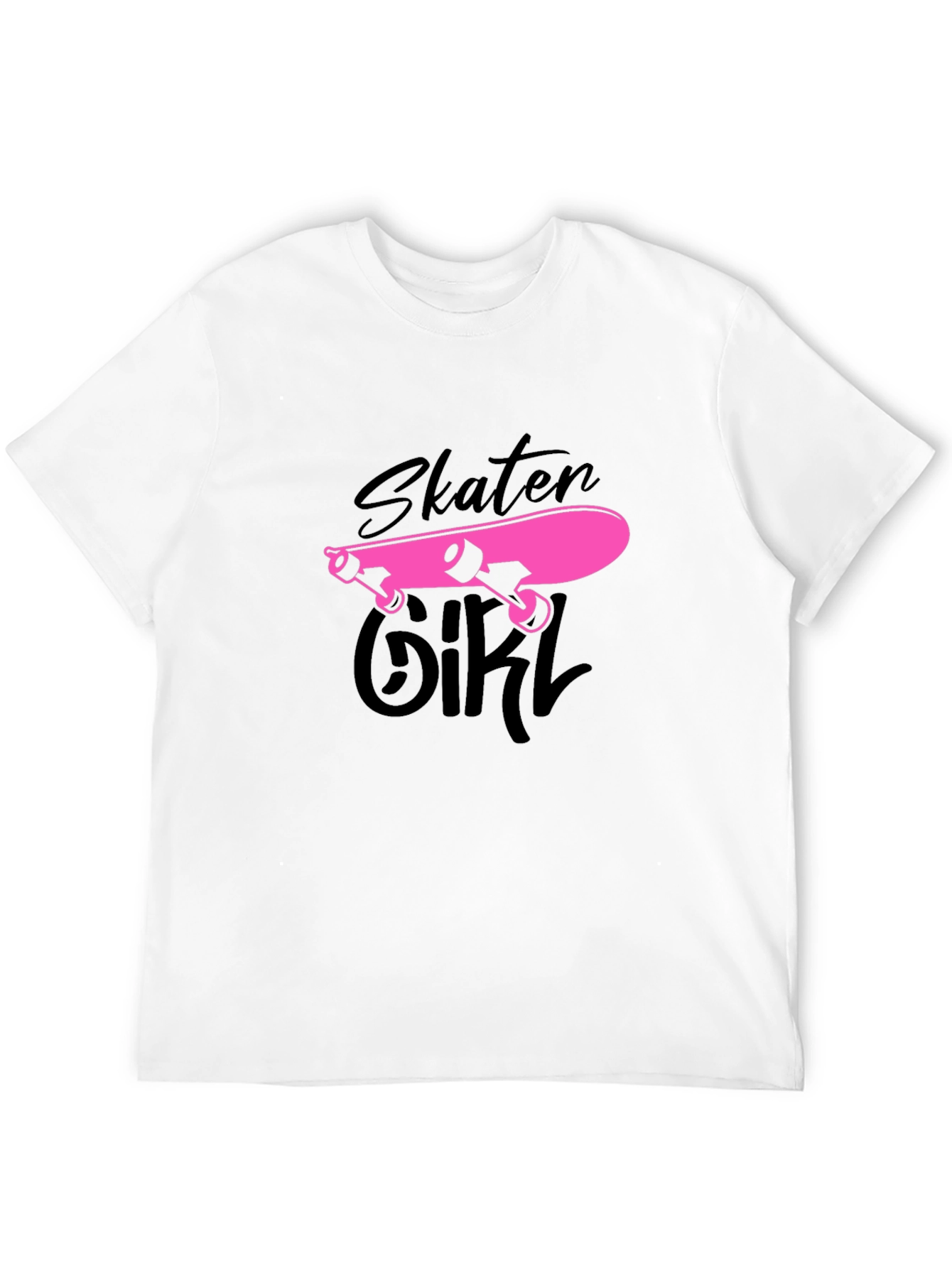 Skater Girl Graphic Tee - Black Cotton T-Shirt