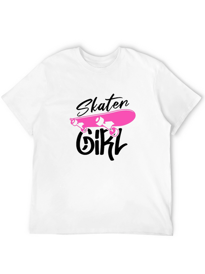 Skater Girl Graphic Tee - Black Cotton T-Shirt