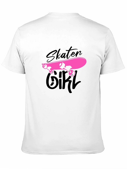 Skater Girl Graphic Tee - Black Cotton T-Shirt