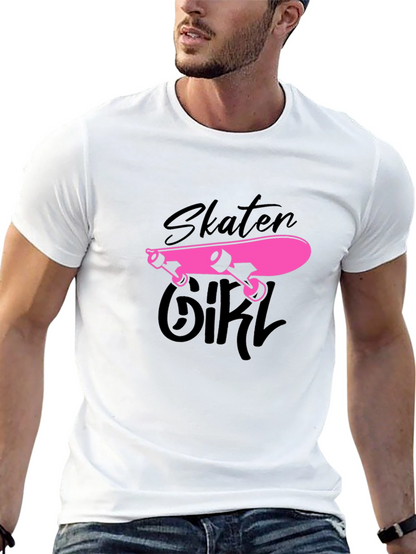 Skater Girl Graphic Tee - Black Cotton T-Shirt