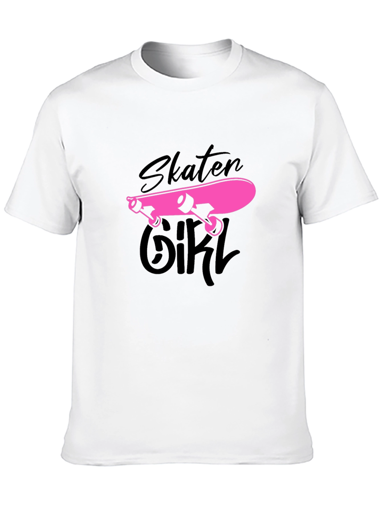 Skater Girl Graphic Tee - Black Cotton T-Shirt