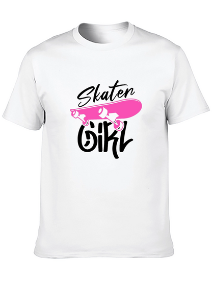 Skater Girl Graphic Tee - Black Cotton T-Shirt