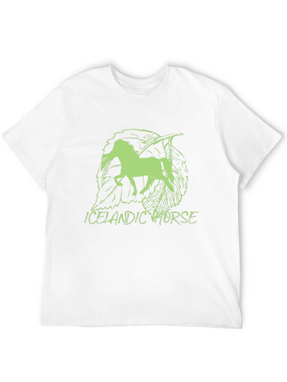 Icelandic Horse Graphic Tee - Unique Leaf Design