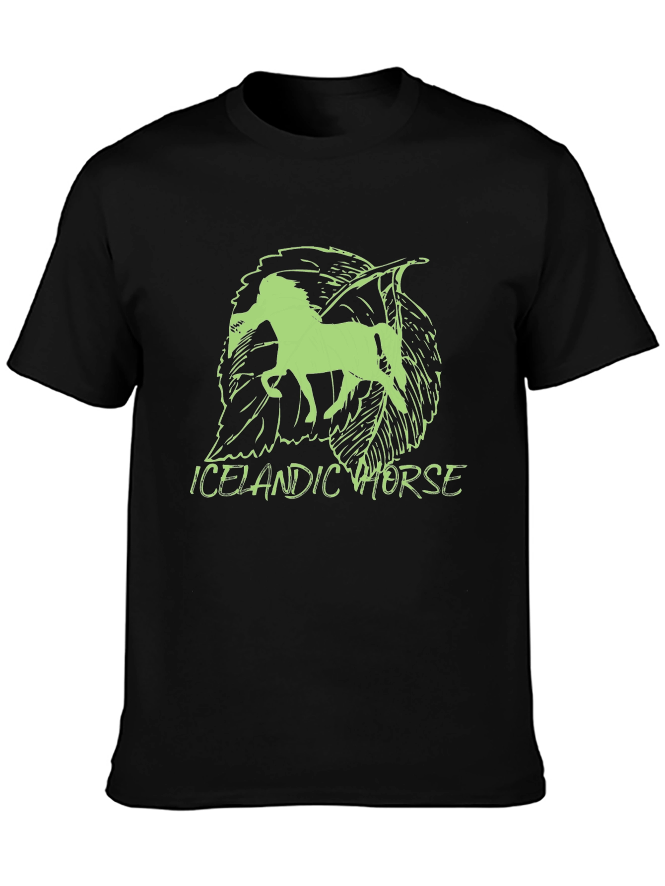Icelandic Horse Graphic Tee - Unique Leaf Design