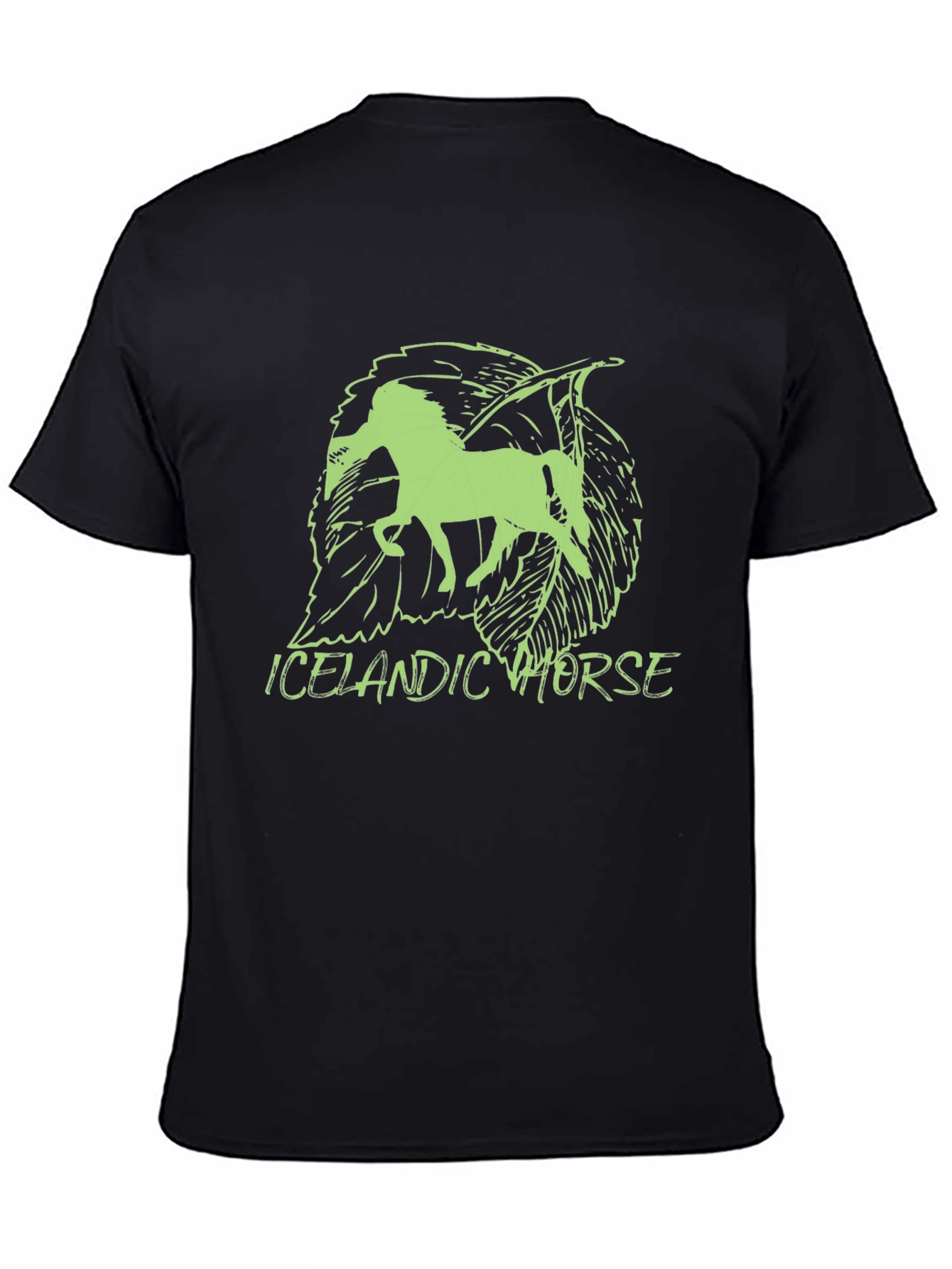 Icelandic Horse Graphic Tee - Unique Leaf Design