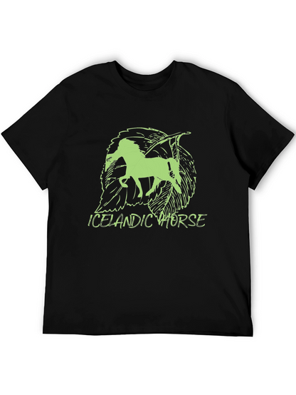 Icelandic Horse Graphic Tee - Unique Leaf Design