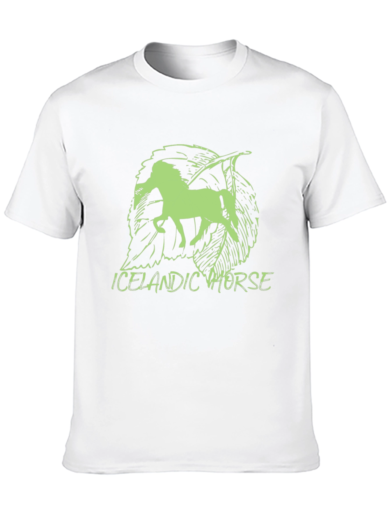Icelandic Horse Graphic Tee - Unique Leaf Design
