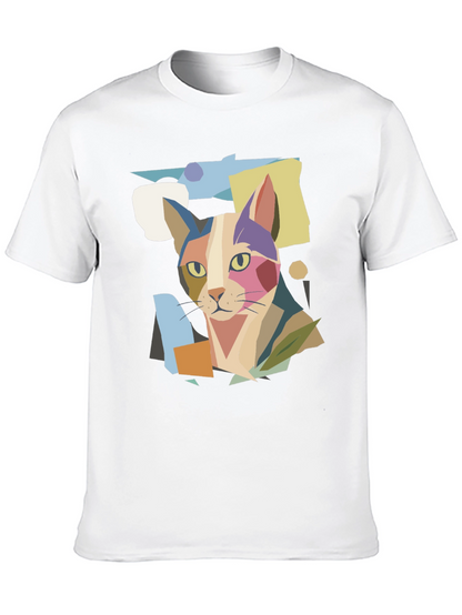 Abstract Cat Graphic Print Tee