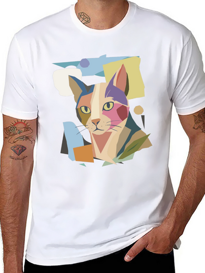 Abstract Cat Graphic Print Tee