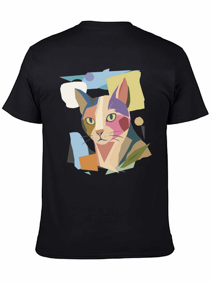 Abstract Cat Graphic Print Tee