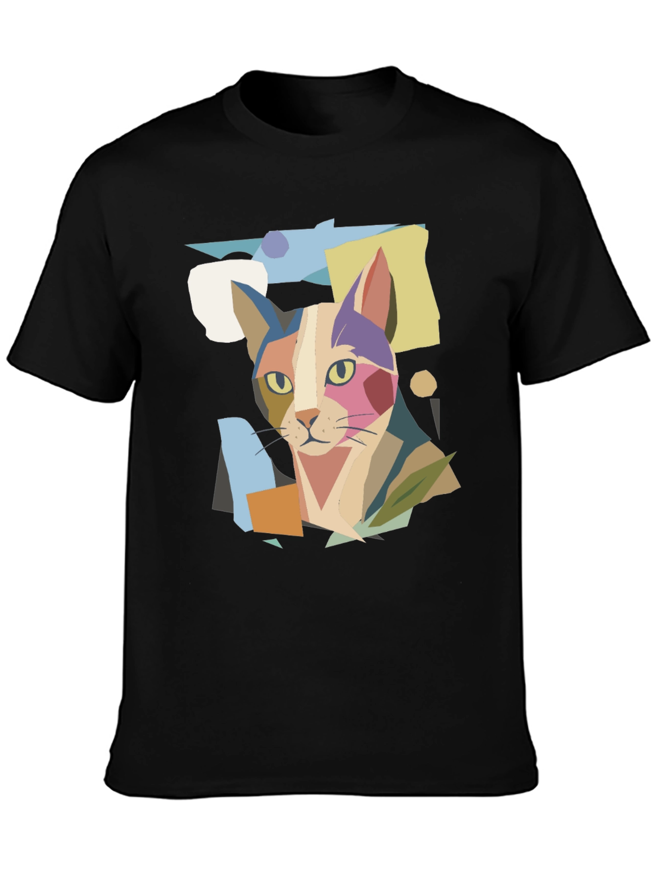Abstract Cat Graphic Print Tee
