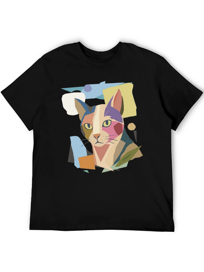 Abstract Cat Graphic Print Tee