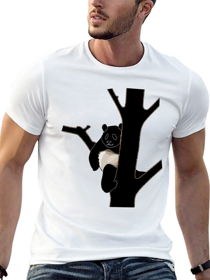 Panda Tree Graphic T-Shirt - Black Cotton Tee