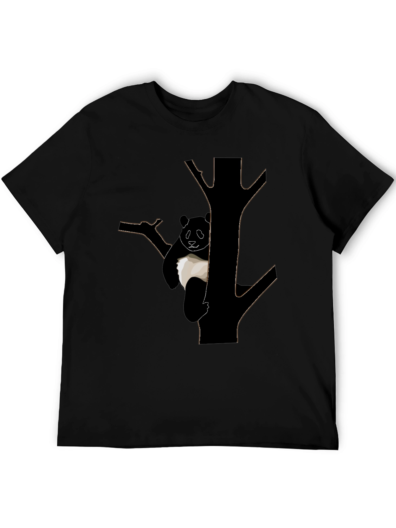 Panda Tree Graphic T-Shirt - Black Cotton Tee